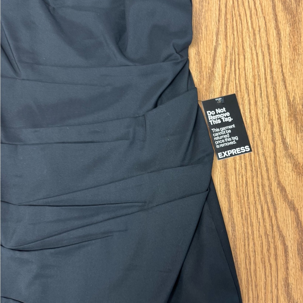 Express Black Ruched Mini Dress - Picture 2 of 6